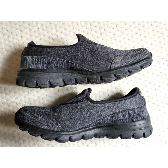 EUC Skechers Memory Foam Slip On Walking Sneakers Heather Black 22188R, size 7 - Picture 4 of 8